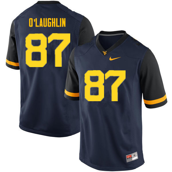 NCAA Men's Mike O'Laughlin West Virginia Mountaineers Navy #87 Nike Stitched Football College Authentic Jersey VY23J87ME